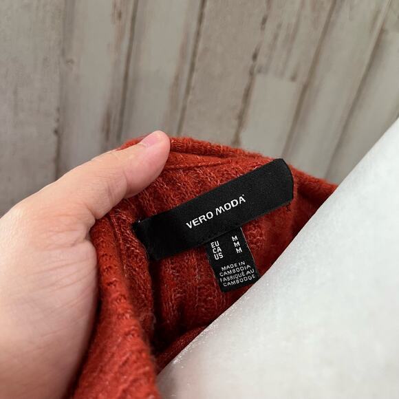 Vero Moda Orange Ribbed Crew Neck Sweater - Picture 4 of 7